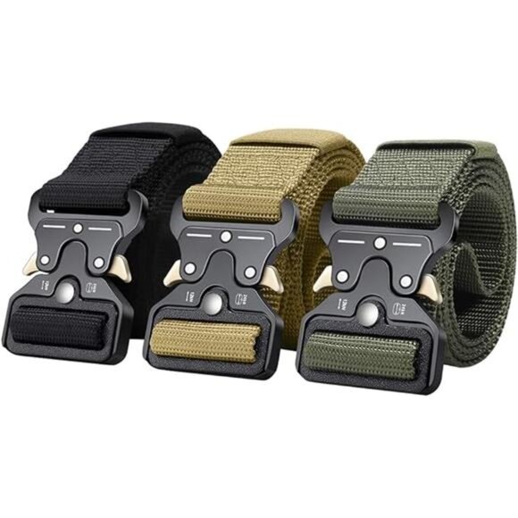 3 Packs Tactical Belt, Military Style Webbing Riggers Web Belt Heavy-Duty - Picture 7 of 7